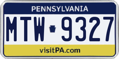 PA license plate MTW9327