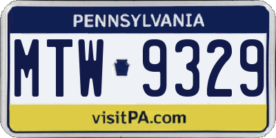 PA license plate MTW9329
