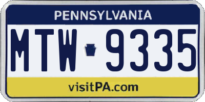 PA license plate MTW9335