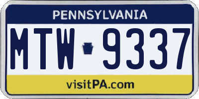 PA license plate MTW9337