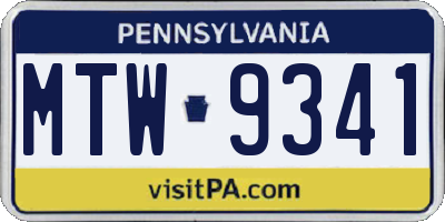 PA license plate MTW9341