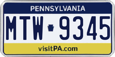 PA license plate MTW9345