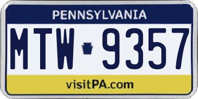 PA license plate MTW9357