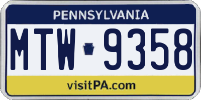 PA license plate MTW9358