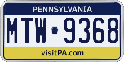 PA license plate MTW9368