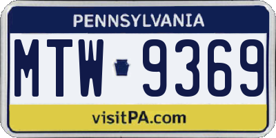 PA license plate MTW9369
