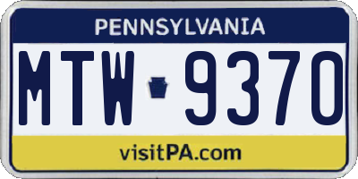PA license plate MTW9370