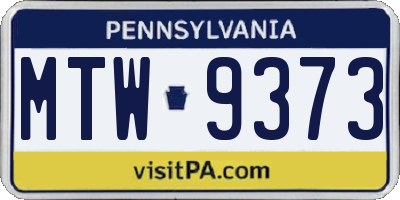 PA license plate MTW9373
