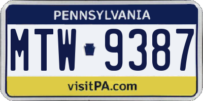 PA license plate MTW9387