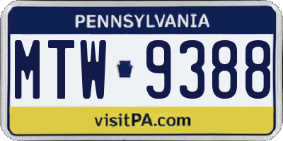 PA license plate MTW9388