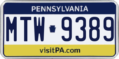 PA license plate MTW9389