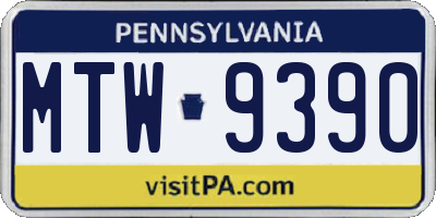 PA license plate MTW9390