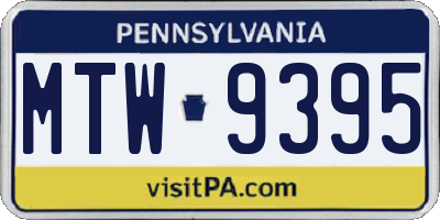 PA license plate MTW9395