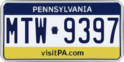 PA license plate MTW9397