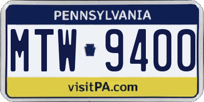 PA license plate MTW9400