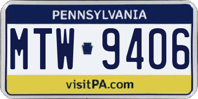 PA license plate MTW9406