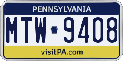 PA license plate MTW9408