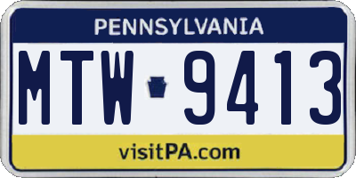 PA license plate MTW9413
