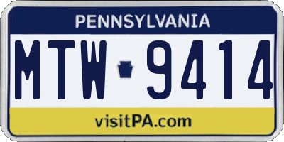 PA license plate MTW9414