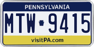 PA license plate MTW9415