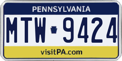 PA license plate MTW9424