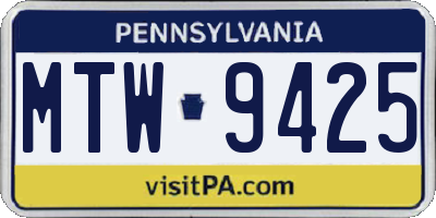 PA license plate MTW9425