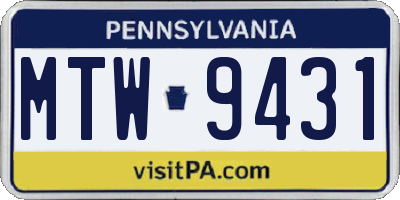 PA license plate MTW9431