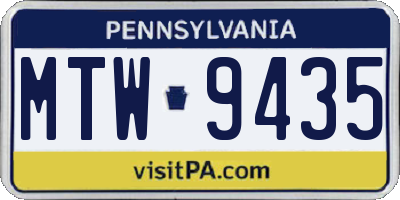 PA license plate MTW9435