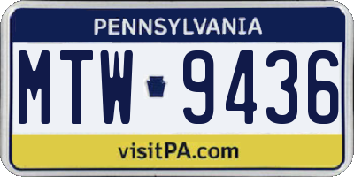 PA license plate MTW9436