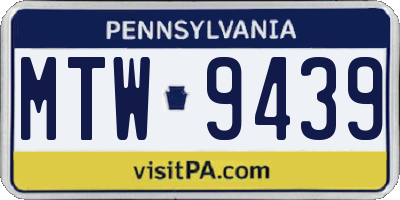 PA license plate MTW9439