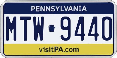 PA license plate MTW9440