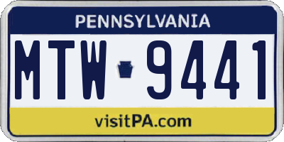 PA license plate MTW9441