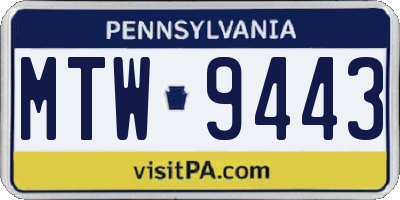 PA license plate MTW9443