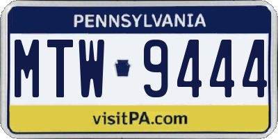 PA license plate MTW9444