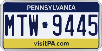 PA license plate MTW9445