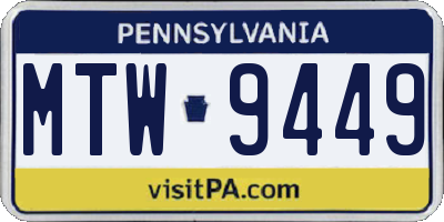 PA license plate MTW9449