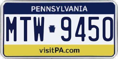 PA license plate MTW9450