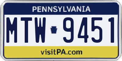 PA license plate MTW9451