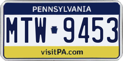 PA license plate MTW9453