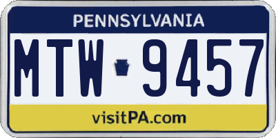 PA license plate MTW9457