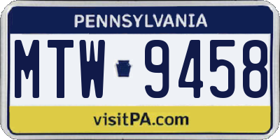PA license plate MTW9458