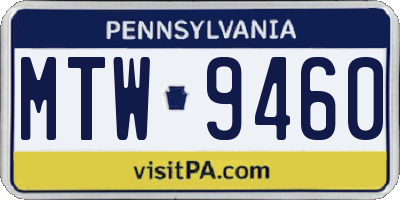 PA license plate MTW9460