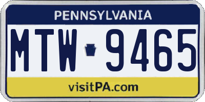 PA license plate MTW9465