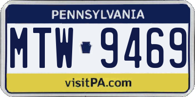 PA license plate MTW9469