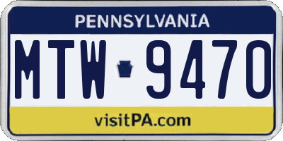 PA license plate MTW9470