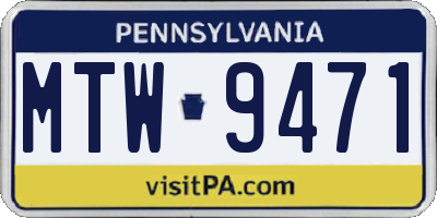 PA license plate MTW9471