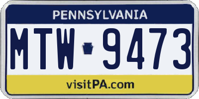 PA license plate MTW9473