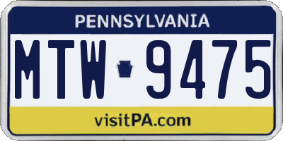 PA license plate MTW9475