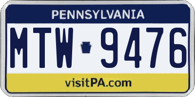 PA license plate MTW9476