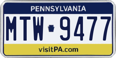 PA license plate MTW9477